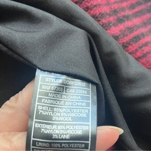 BB Dakota plaid wrap asymmetrical wool blend jacket Sz S - Picture 8 of 12